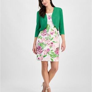 Green Cardigan with Floral Dress